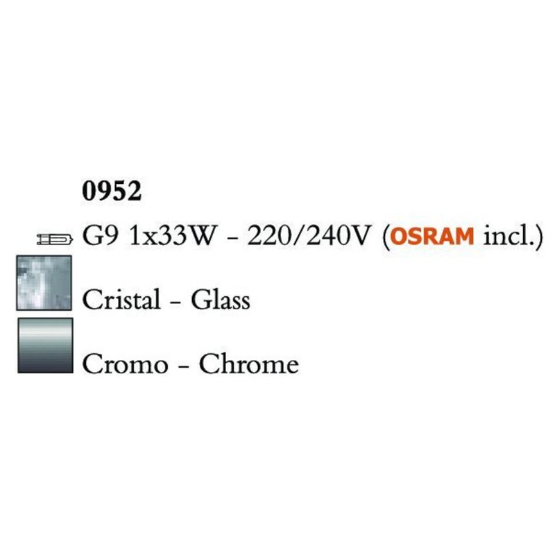 Mantra Cuadrax Chrome Glass 0952 Falikar Króm Fém Üveg