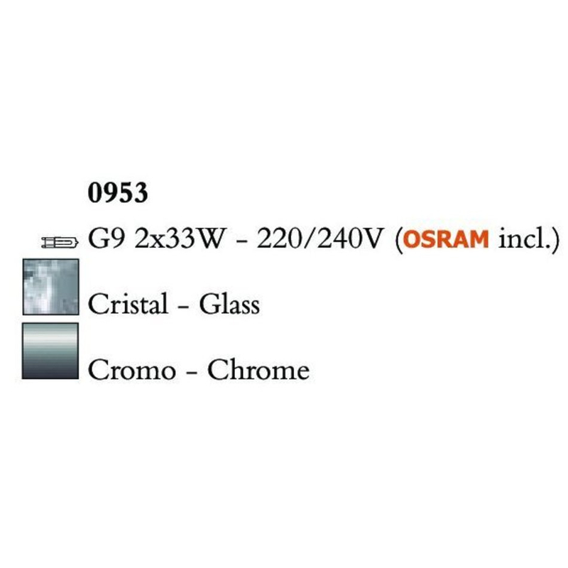 Mantra Cuadrax Chrome Glass 0953 Falikar Króm Fém Üveg