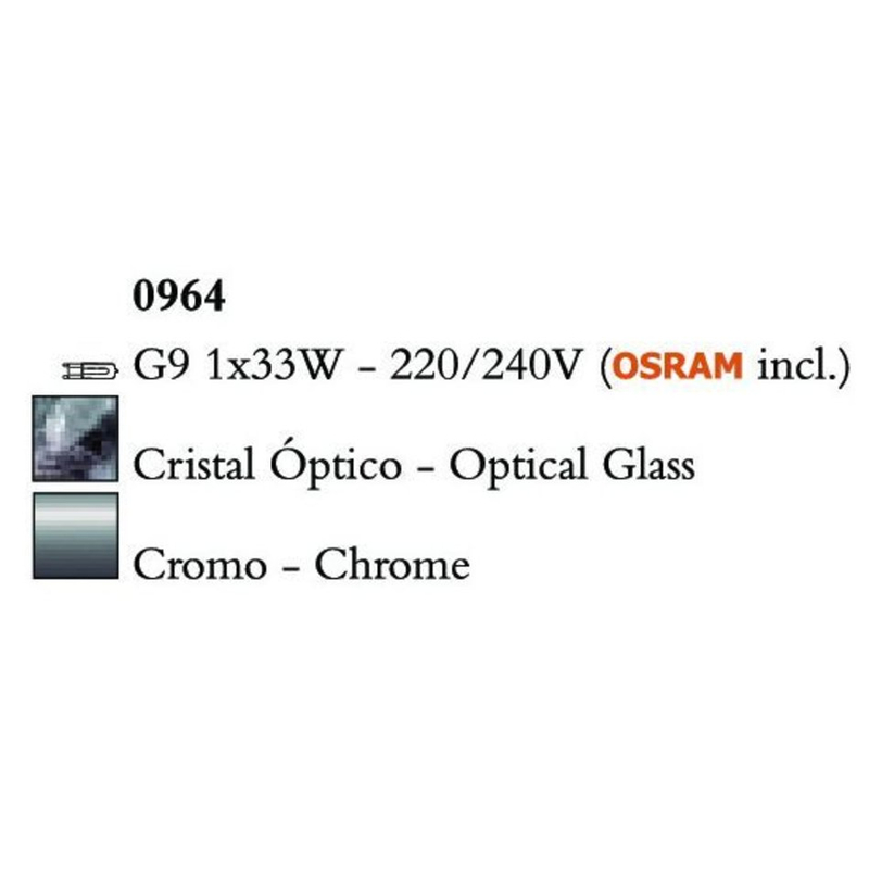 Mantra CUADRAX CHROME OPTICAL GLASS 0964 asztali lámpa króm fém üveg