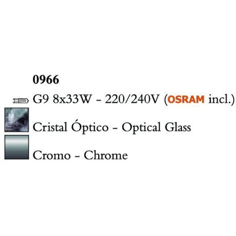 Mantra CUADRAX CHROME OPTICAL GLASS 0966 többágú függeszték króm fém üveg