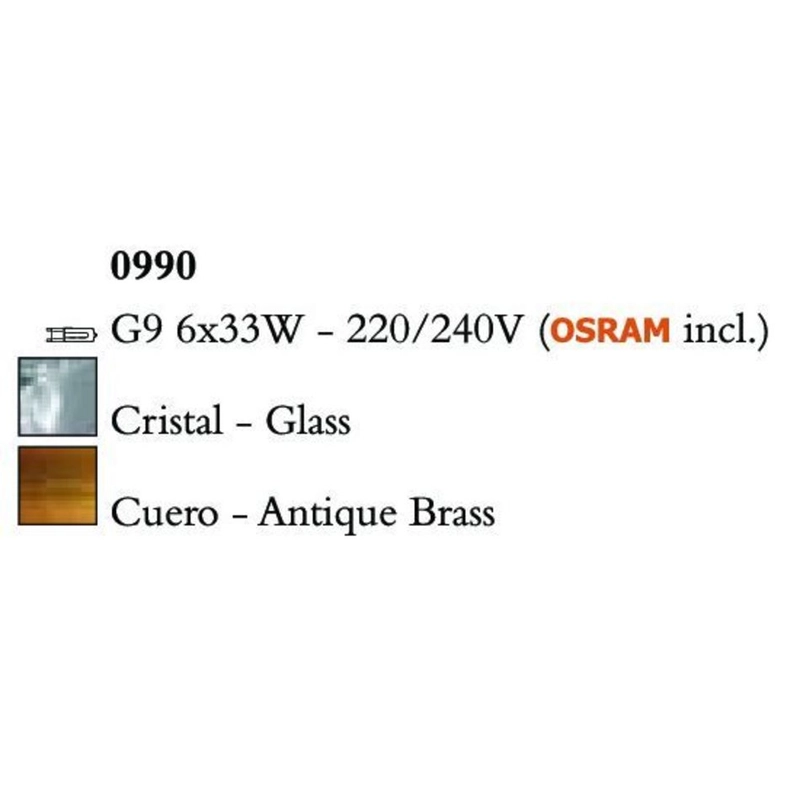 MANTRA Cuadrax Cristal 0990 mennyezeti lámpa sárgaréz fém kristály