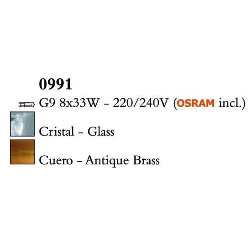 Mantra Cuadrax Cristal 0991 mennyezeti lámpa sárgaréz fém kristály