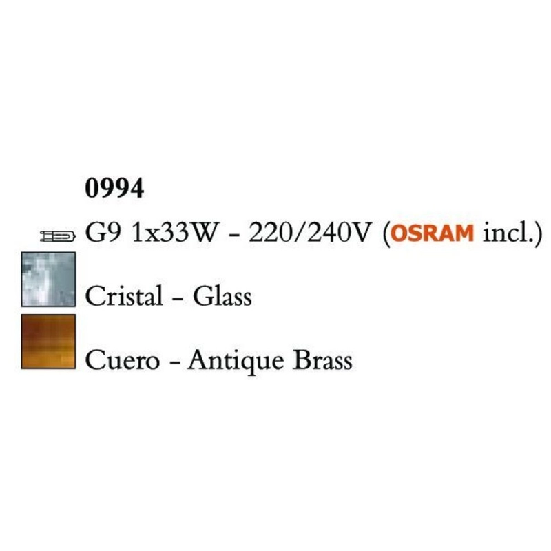 Mantra Cuadrax Antique Brass Glass 0994 Asztali Lámpa Antik Réz Fém Üveg