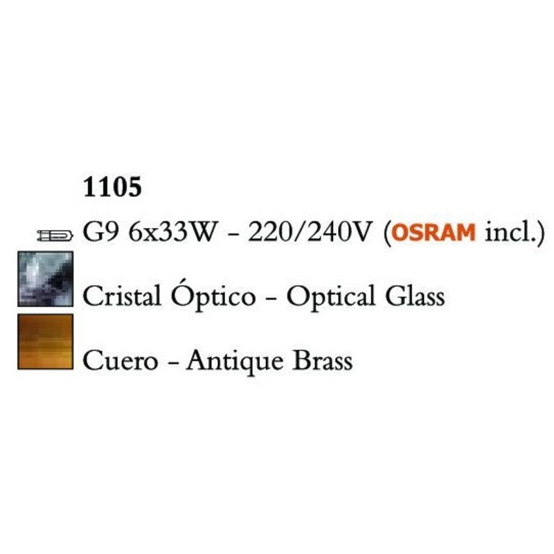 Mantra Cuadrax Cristal 1105 többágú függeszték sárgaréz fém kristály