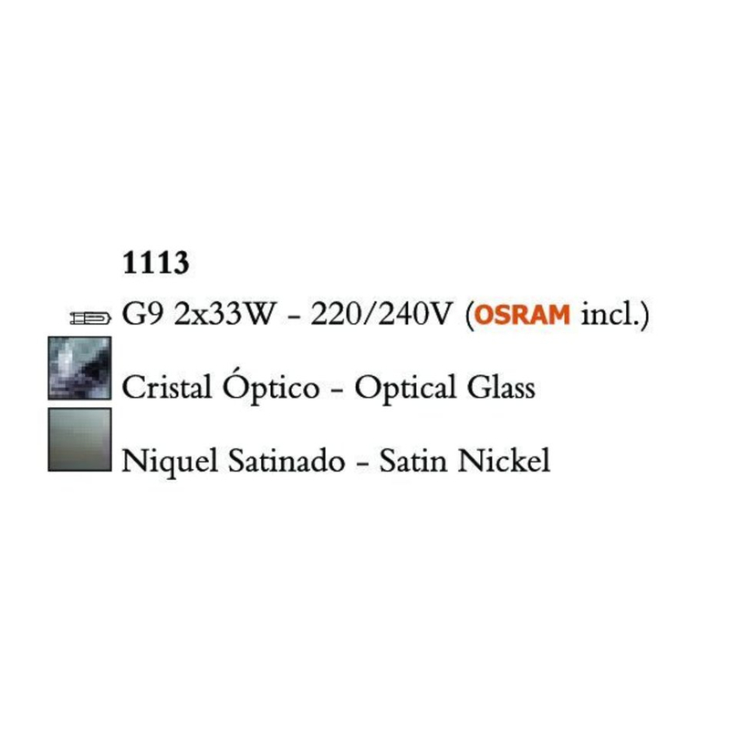 Mantra Cuadrax Cristal 1113 falikar szatinált nikkel fém kristály