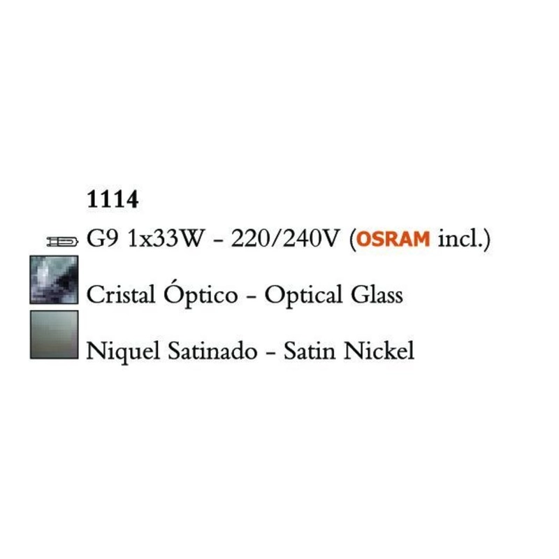 Mantra Cuadrax 1114 Asztali Lámpa Szatinált Nikkel Fém Üveg