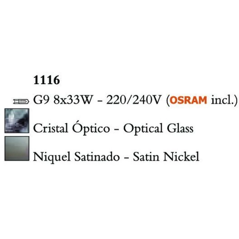 Mantra Cuadrax Cristal 1116 többágú függeszték szatinált nikkel fém kristály