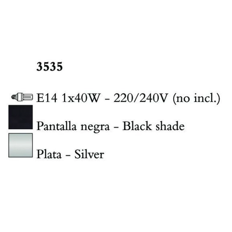 Mantra Paola 3535 Asztali Lámpa Ezüst Fém