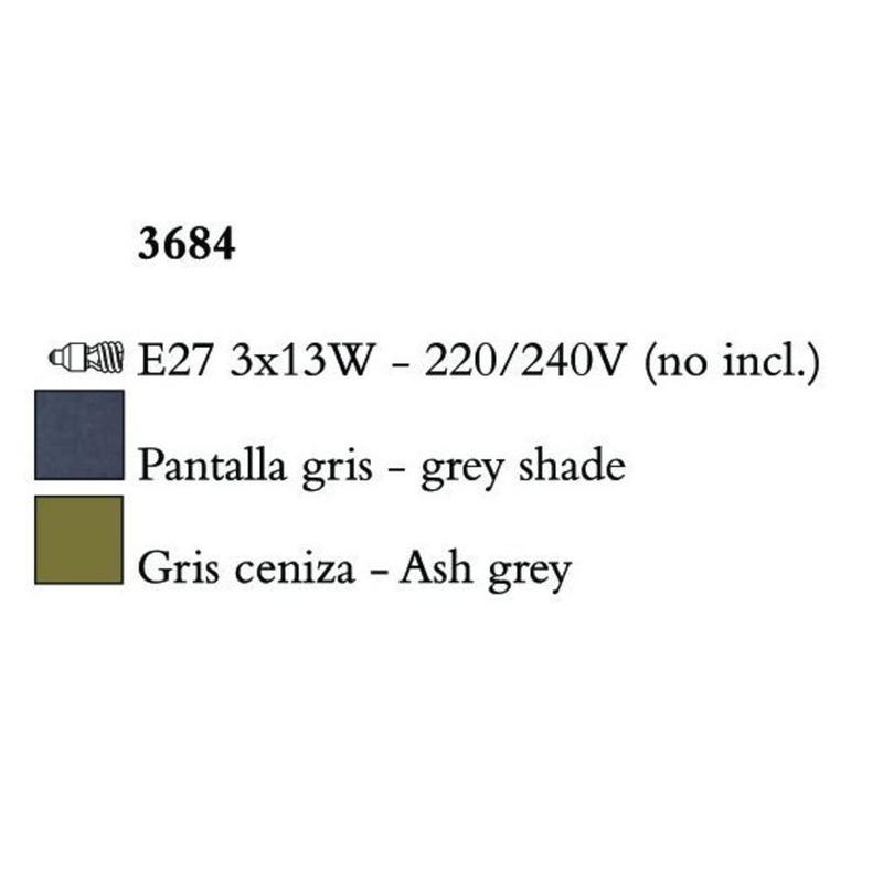 Mantra Lua 3684 Egyágú Függeszték Szürke Fém