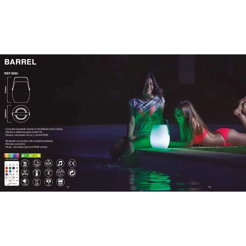 Mantra BARREL WITH MUSIC - LED 3W RGB & SPEAKER 10W 3695 kerti dekoráció  fehér   akril
