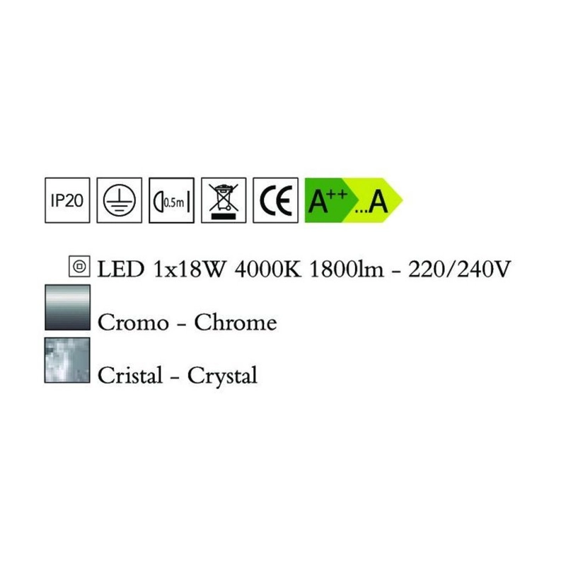 Mantra CRYSTAL 4574 mennyezeti kristálylámpa  króm   fém