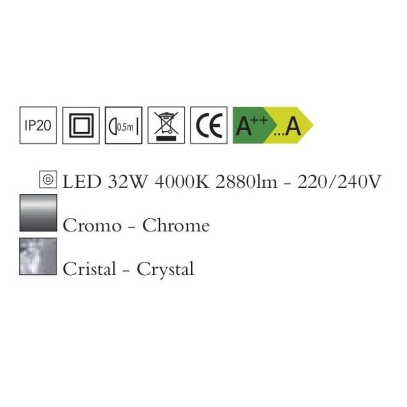 Mantra CRYSTAL LED 4587 egyágú függeszték króm fém