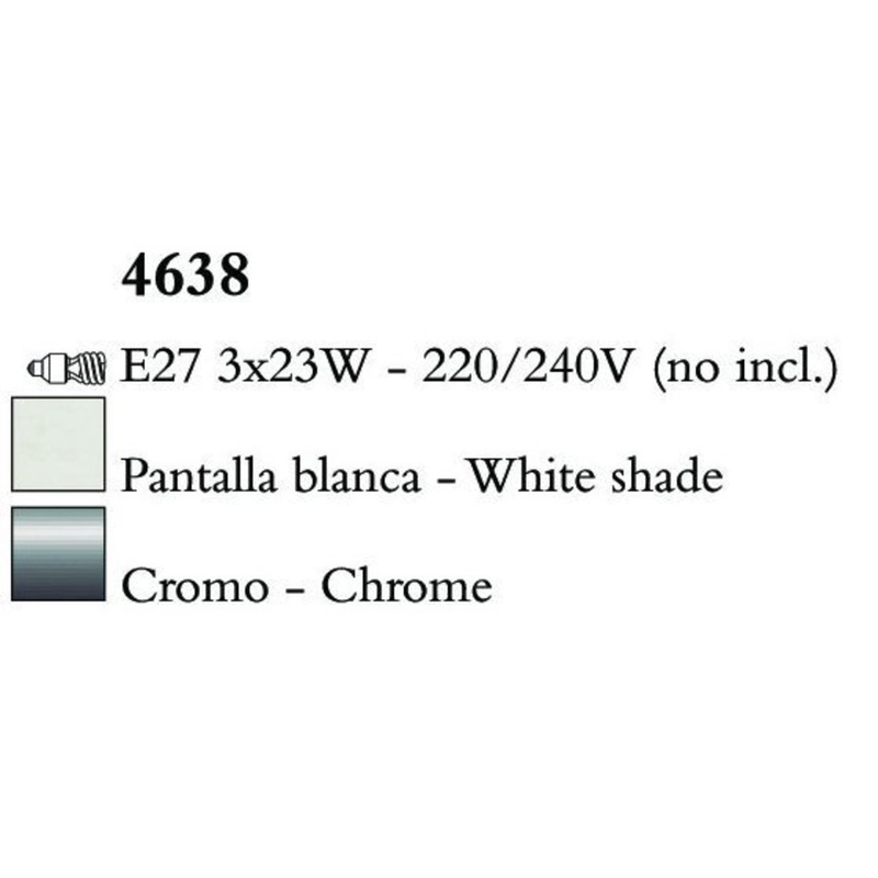 Mantra Loewe Cromo 4638 Állólámpa Króm Fehér Fém Textil