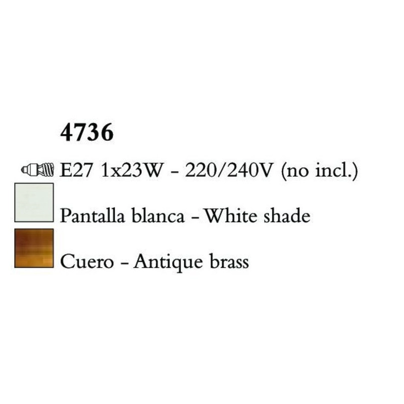 Mantra LOEWE CUERO 4736 asztali lámpa antik réz fehér fém textil