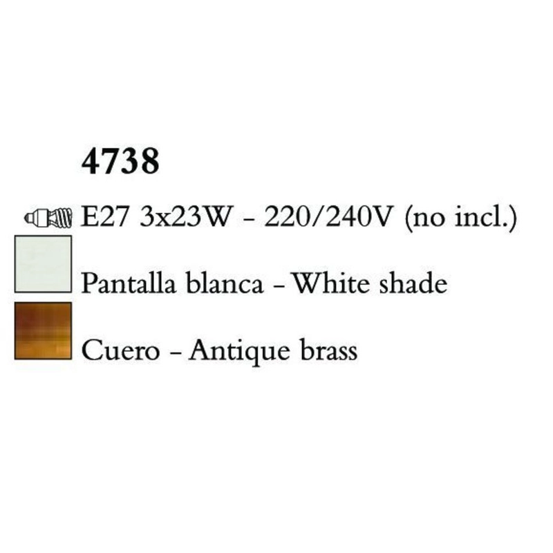 Mantra LOEWE CUERO 4738 állólámpa antik réz fehér fém textil