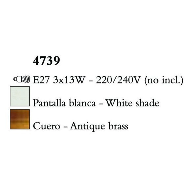 Mantra Loewe Cuero 4739 Csillárok Nappaliba Antik Réz Fehér Fém Textil